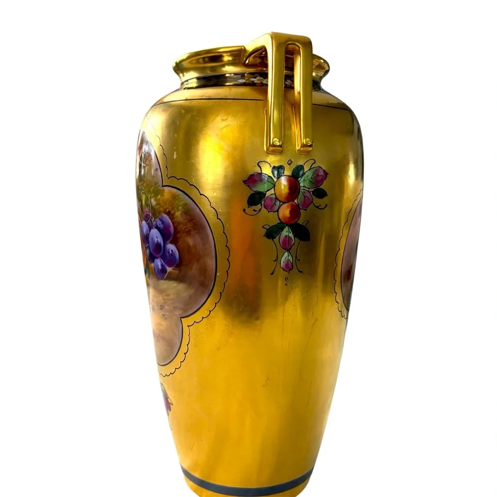 Pickard Bone China Vase Hand Painted Both Sides of Vase Still Life with Fruits
